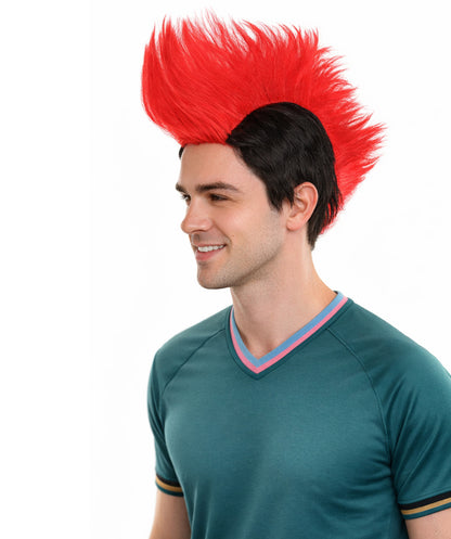 HPO Men's Multicolor Mohawk Wig | Halloween Wig | Premium Breathable Capless Cap