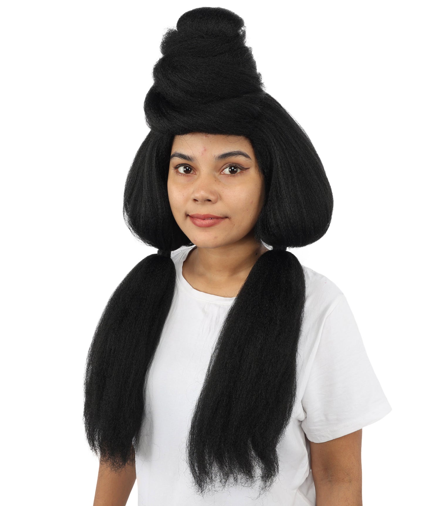 HPO Women’s High Volume Extra Long Yarn Twisted Bun Wig – Multiple Color Options | Bubble Ponytails Hairpiece with Capless Cap | Statement Headpiece for Halloween, Cosplay, Theater and Drag Looks
