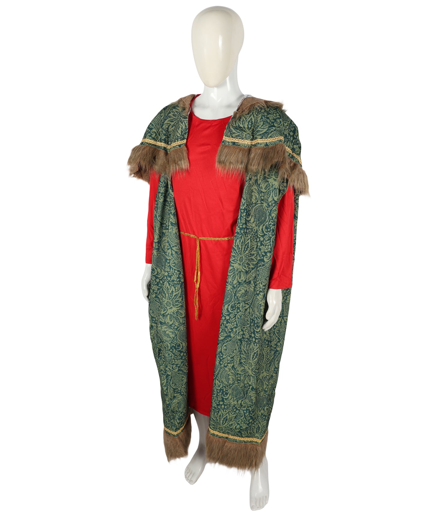 HPO Adult Men's Vintage Santa Claus Costume | Classic Red Velvet Suit with White Faux Fur Trim | Christmas Party Holiday Outfit