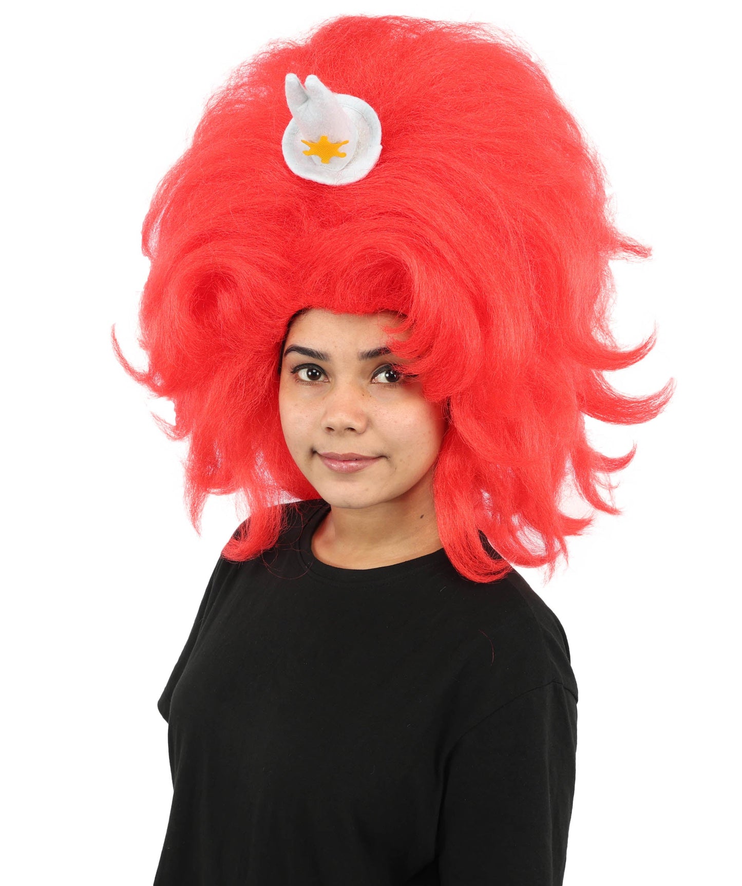 HPO Adult Women's Long Red Bob Wig | Straight Shoulder-Length Black Hair with Blunt Bangs, Included Accessory Set & Breathable Cap | Halloween, Anime Roleplay, Costume Party & Daily Wear