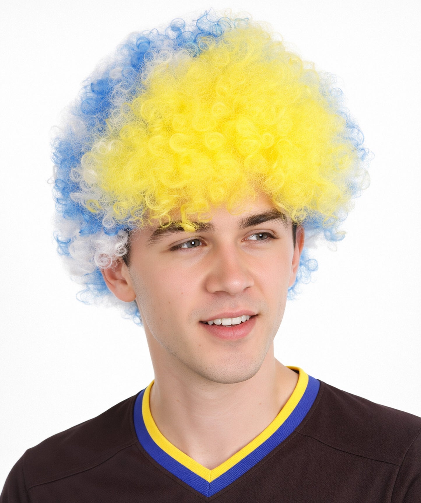 Uruguay Sport Afro Fun Wig | Jumbo Blue White Wig