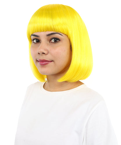 Adult Women’s Medium Bob Wig with Bangs – Layered Hairstyle with Soft Synthetic Fibers & Smooth Texture With Standard Cap | Stylish Hairpiece for Cosplay, Parties & Photo Shoots | Multicolor Options