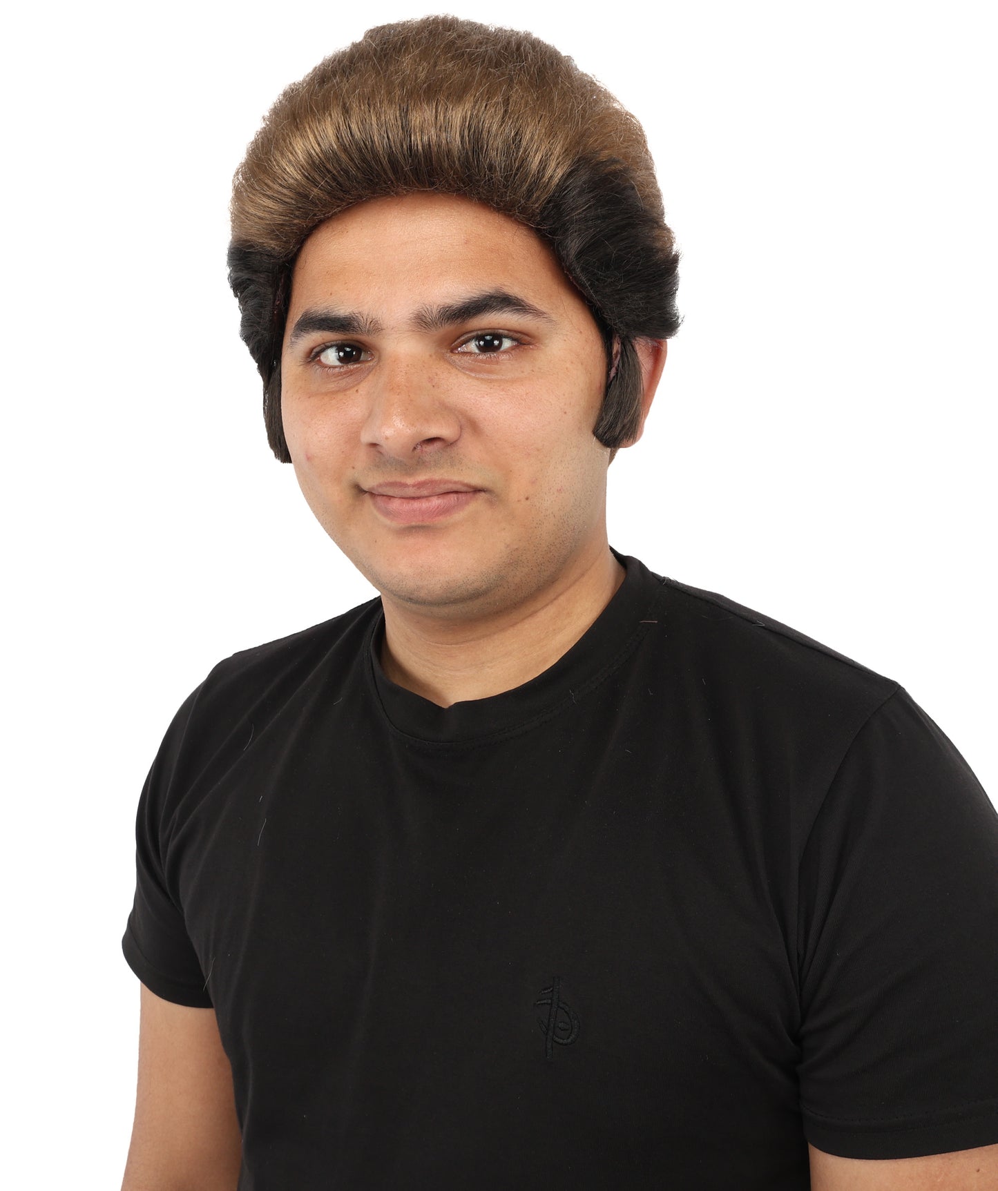 HPO Men's Fighter Pompadour Wig | Ash brown tone, create of synthetic fiber, swept-back voluminous texture, breathable capless cap | Party, Halloween, theater, drag, performance, costume events