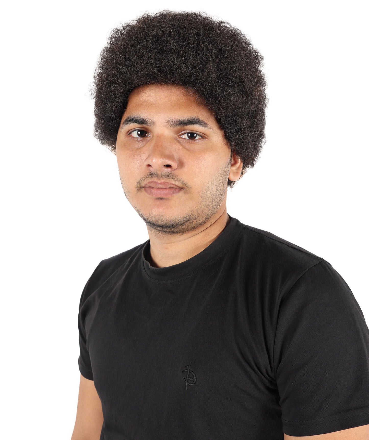 HPO Men's Short Afro-Inspired Dark Brown Curly Wig |  Synthetic Hair with Adjustable Cap for Themed Events, Halloween, Stage & Roleplay