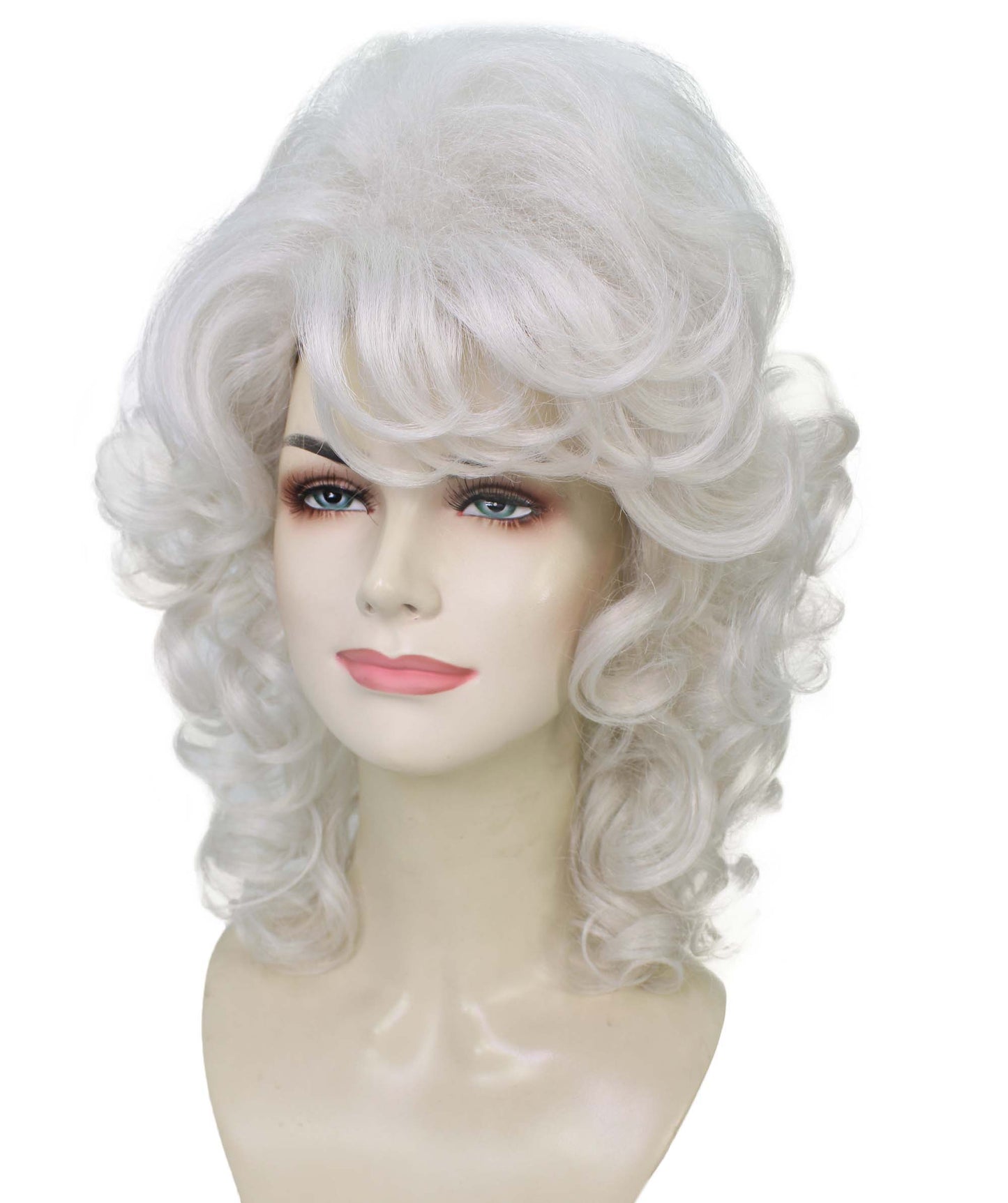 HPO  Women’s Puffy Wavy Country Music Star White Wig