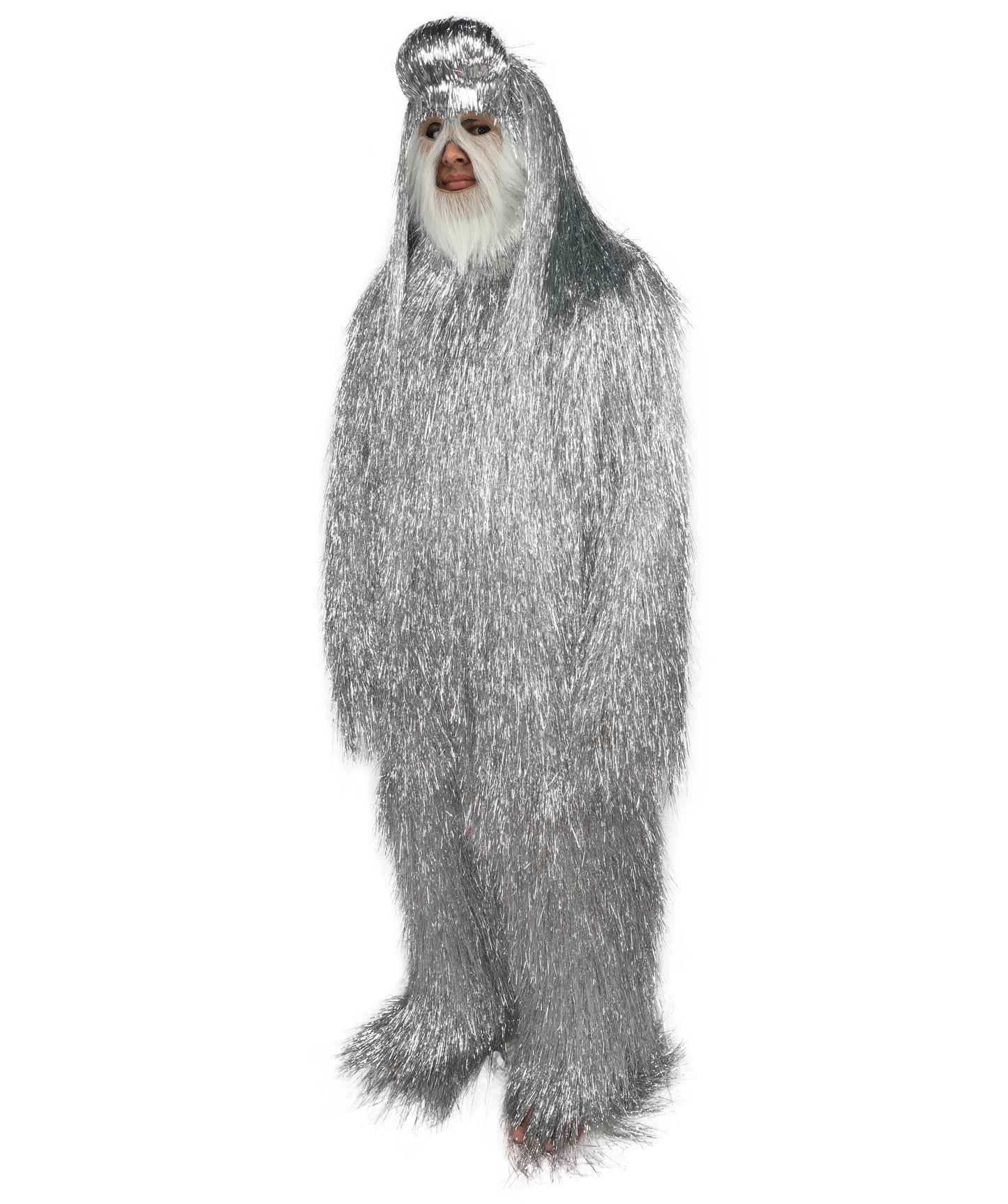 HPO Unisex Teen Extreme Tinsel Hairy Person Costume Bundle & Mask Set - Full-Body Tinsel Hair Suit Extra-Long Costume Wig for Halloween, Cosplay & Parties - Multiple Color Options
