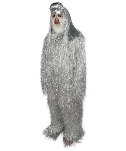 HPO Unisex Teen Extreme Tinsel Hairy Person Costume Bundle & Mask Set - Full-Body Tinsel Hair Suit Extra-Long Costume Wig for Halloween, Cosplay & Parties - Multiple Color Options