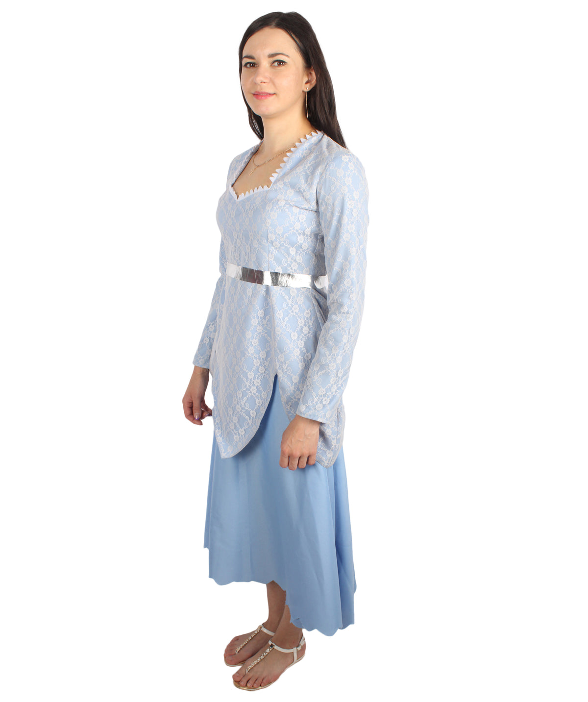 Adult Women’s Animated Movie Fairy Godmother Light Blue Gown Costume | Best for Halloween | Flame-retardant Materials