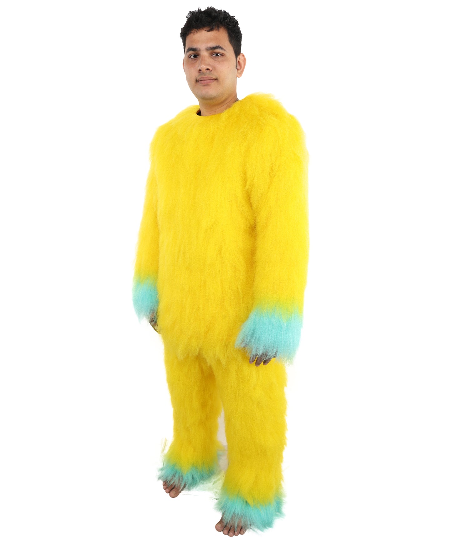 HPO Adult 74 Inch Full Animal Monster Bundle Costume & Mask Set – Yellow & Blue Furry Outfit with Screaming Head Mask | Ideal for Mascot Shows, Theater & Party Characters