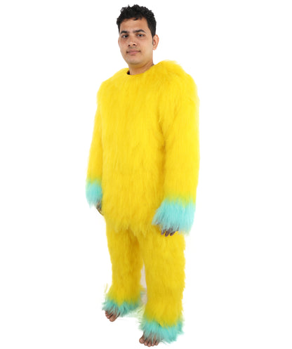 HPO Adult 74 Inch Full Animal Monster Bundle Costume & Mask Set – Yellow & Blue Furry Outfit with Screaming Head Mask | Ideal for Mascot Shows, Theater & Party Characters