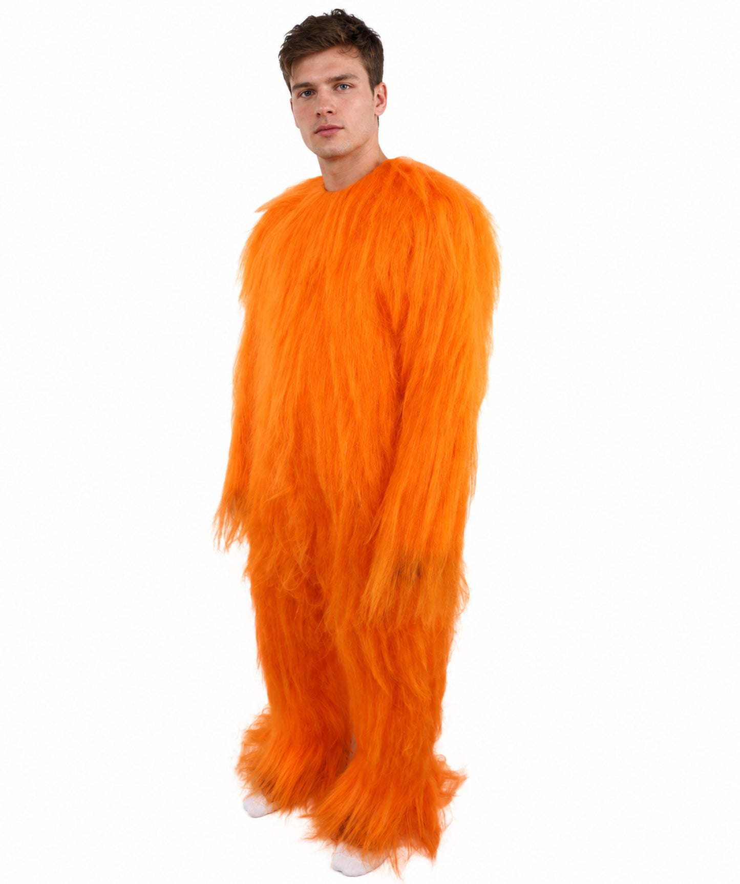 HPO Unisex Extreme Hairy Person Costume, Mask and Bundle - Full-Body Hair Suit Extra-Long Ash Brown Costume Wig for Halloween, Cosplay & Parties