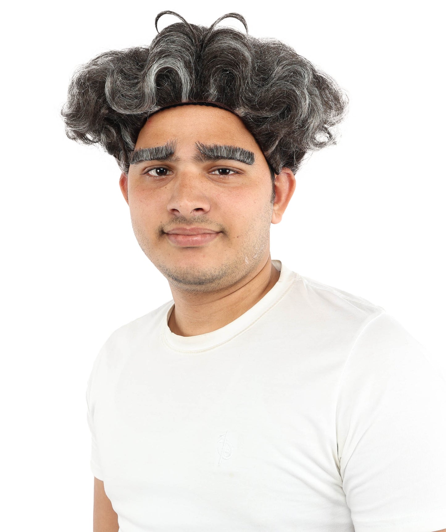 HPO Men’s Ash Black 9 Inch Short Curly Wig | Lightweight Capless Synthetic Puff Style | Suitable for Cosplay, Halloween, Party Wear