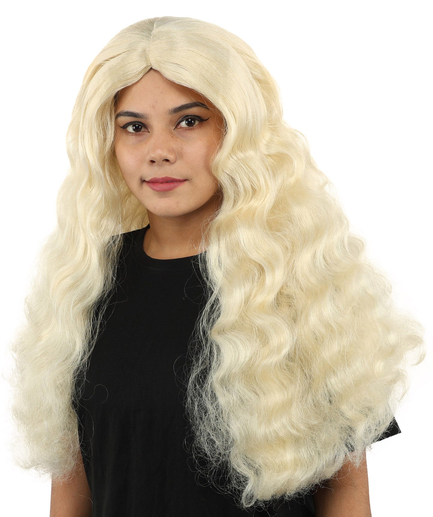 HPO Adult Women's Long Wavy Wig | Multiple Color Options | Center Parted Ginger Curls with Voluminous Ends, Heat Resistant Synthetic Fiber & Breathable Cap | Halloween, Teen Roleplay, Theater, Themed Party & Costume Events