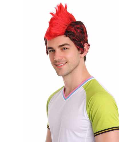 HPO Red Punk Mohawk Wig | Men Halloween Wig |