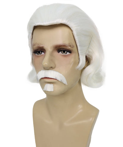 Men's Black Slick Back Dutch Van Der Linde Wig – Red Dead Redemption Inspired Costume Wig for Cosplay & Halloween – Realistic Long Curly Slick Back Hair Wig for Men