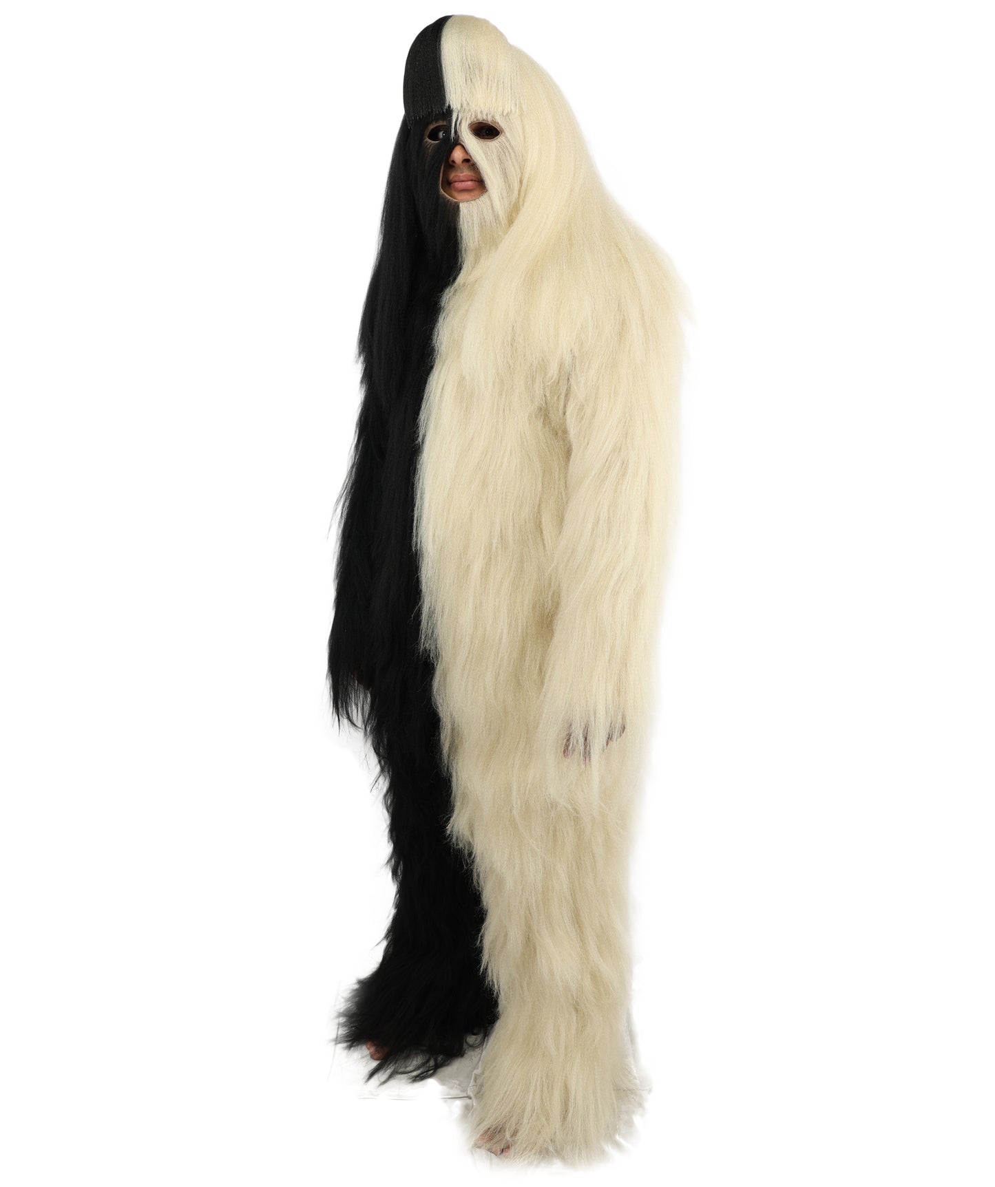HPO  Extreme Hairy Person Two Part Costume, Mask and Bundle Set - Full-Body Hair Suit Extra-Long Costume Wig for Halloween, Cosplay & Parties - Multiple Color Options