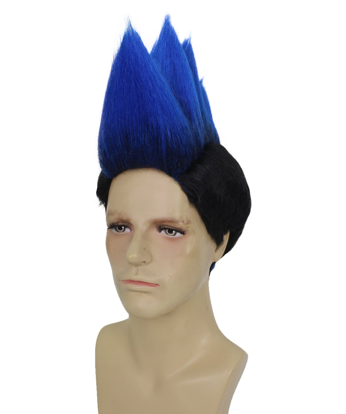 HPO Adult Men's Karate Cobra Mohawk Blue & Black Wig – Perfect for Halloween & Cosplay, Premium Breathable Capless Cap