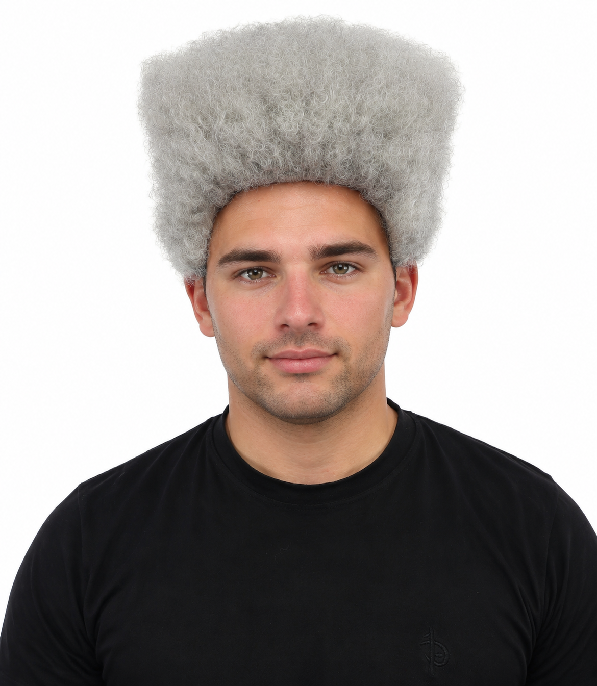 HPO Men’s Movie Character High Top Flat Brown Wig – Flame-retardant Synthetic Fiber | Retro Cosplay Hair for Halloween Party & Cosplay