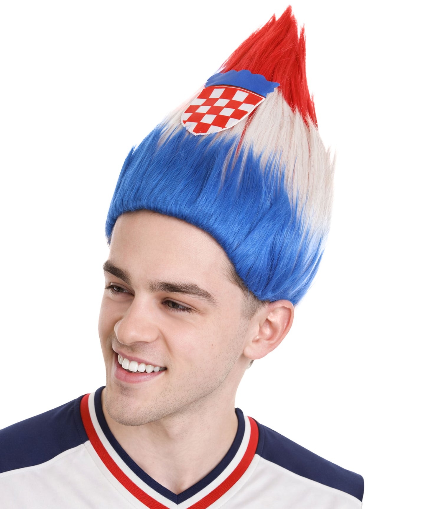 Croatia Flag Sport Troll Wig | Halloween Wigs | Premium Breathable Capless Cap