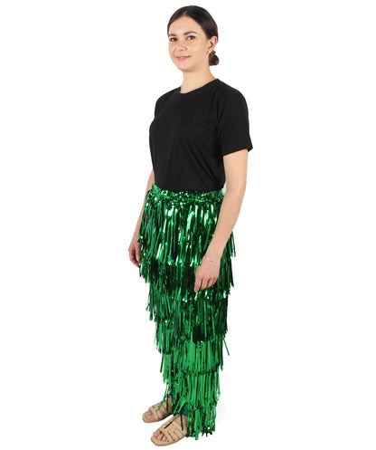 HPO Adult Women's Tinsel Fringed Tiered Multiple Color Options Trousers, Perfect for Halloween, Flame-retardant Synthetic Material
