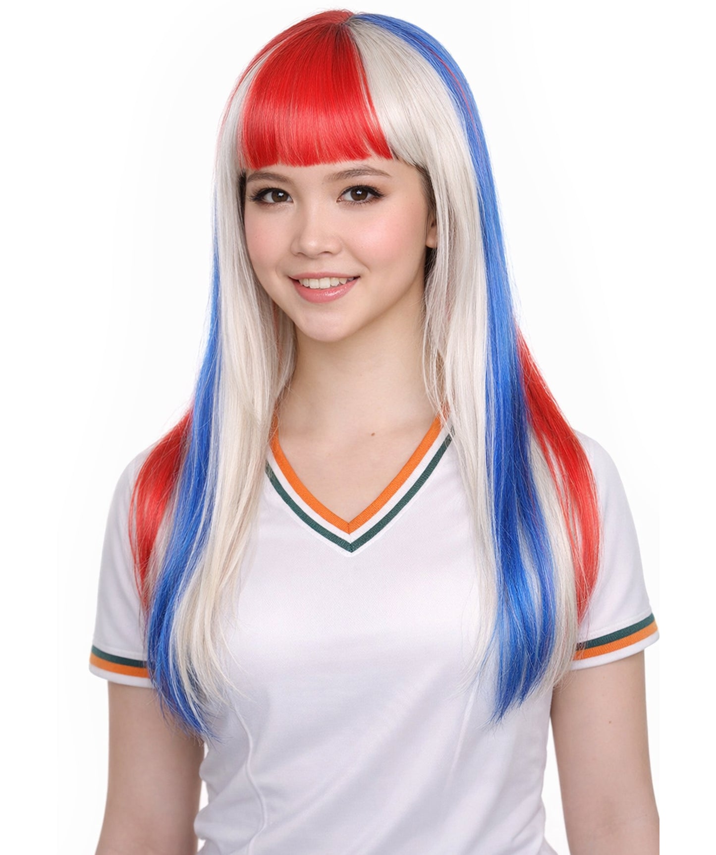Costa Rica Flag Sport Party Long Bob Wig | Premium Breathable Capless Cap