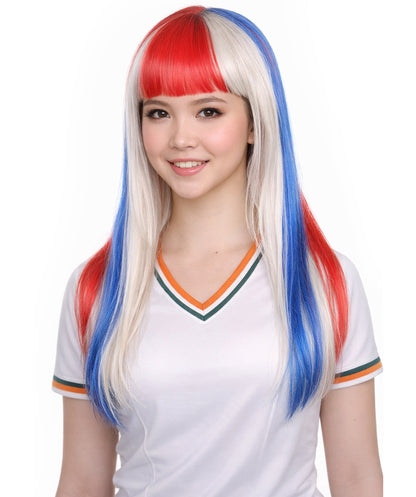 Costa Rica Flag Sport Party Long Bob Wig | Premium Breathable Capless Cap