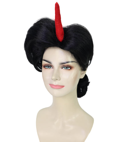 HPO Women's Side Character Demon-Inspired Wig | Short Spiky Black & Red Wig | Hairpiece for Halloween Cosplay Parties & Stage Roleplay