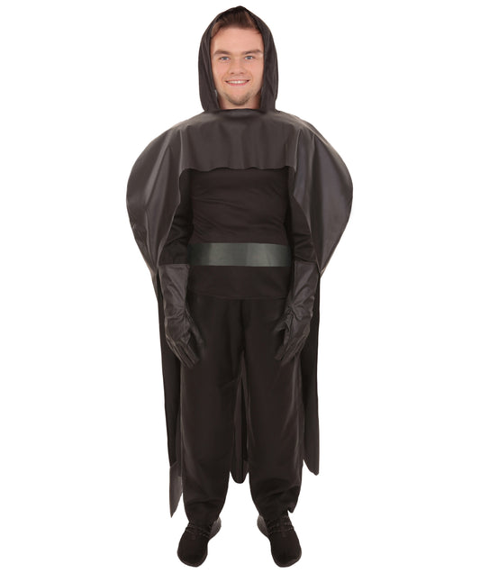 Men's Space Movie Warrior Costume with Black Cloak, Perfect For Halloween, Soft Synthetic Materials