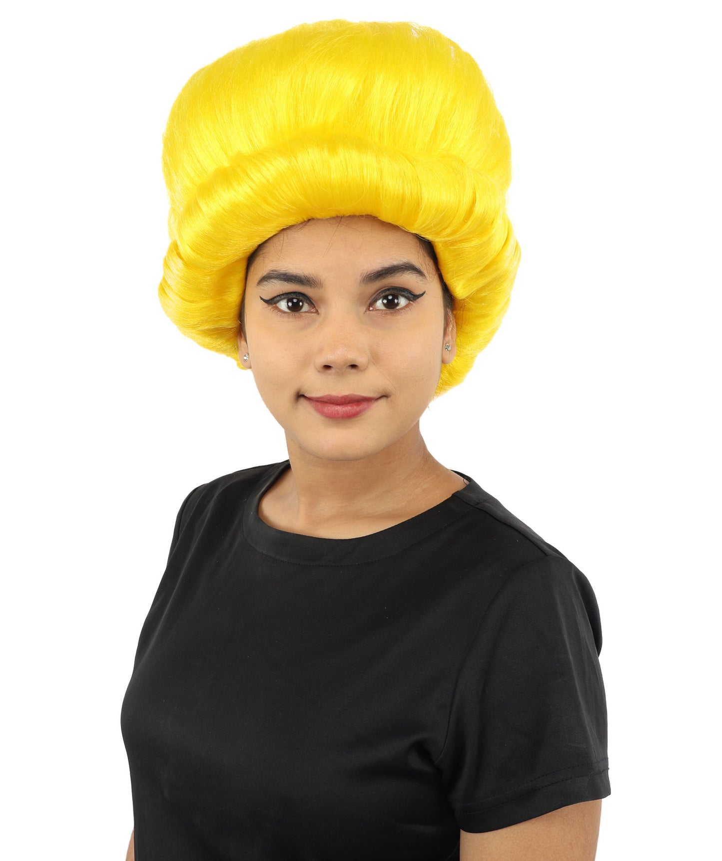 HPO Women's Voluminous Golden Blonde Grandma Wig | Medium Puffy Afro Style with Silver Texture, Synthetic Fiber & Adjustable Fit | Halloween, 100th Day of School, Theater & Funny Costume