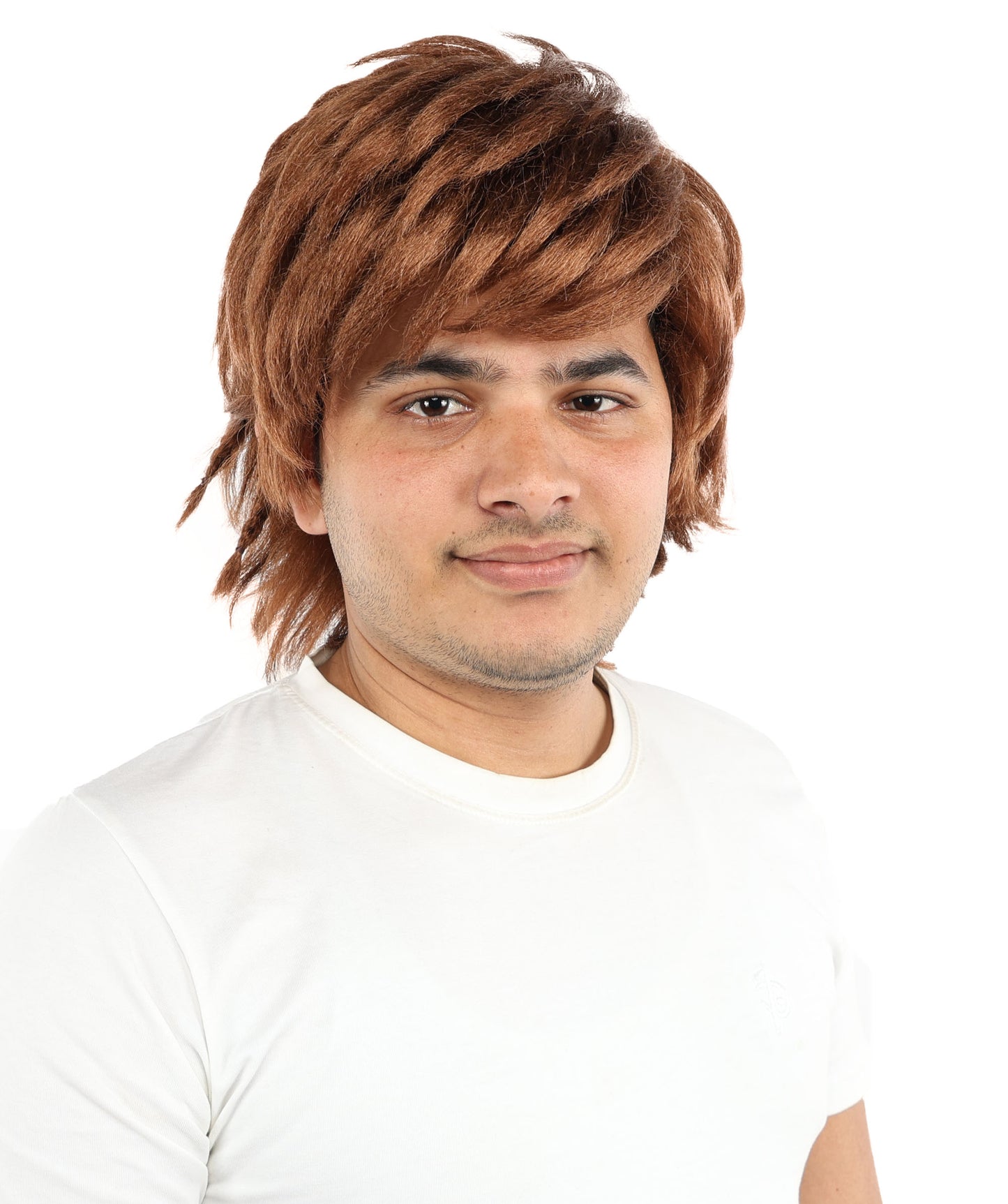 HPO Men's 13 Inch Medium Length Brown Wig – Capless Cap Wig | Soft Layered Style for Cosplay, Theater, Comic Con & Themed Dress-Up Events