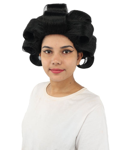 HPO Adult Women's Retro Roller Set Pink Wig | Multiple Color Options, create of synthetic fiber, large cylindrical curler texture, capless cap | Party, Halloween, theater, drag, performance, costume events