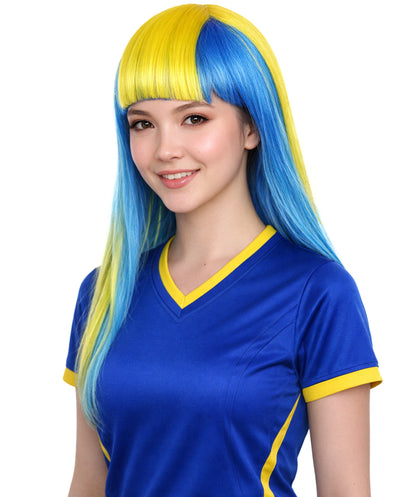 Sweden Flag Sport Party Long Bob Wig | Premium Breathable Capless Cap