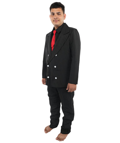 HPO Men's Black Tuxedo Suit Costume  | Formal Top & Pant Cosplay Outfit | Perfect for Halloween Parties & Theme Events