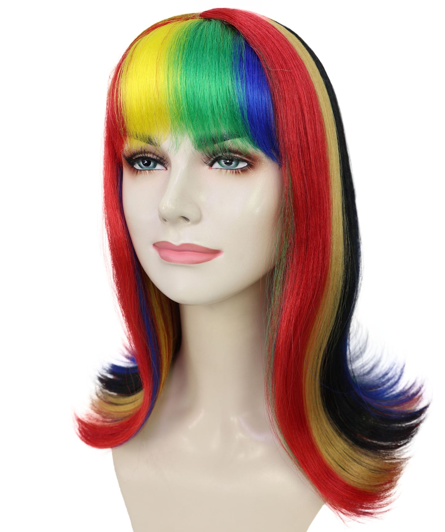 Women's Light Up Rainbow Wig | Vibrant Halloween Costume Hair for Parties | Breathable Capless Cap