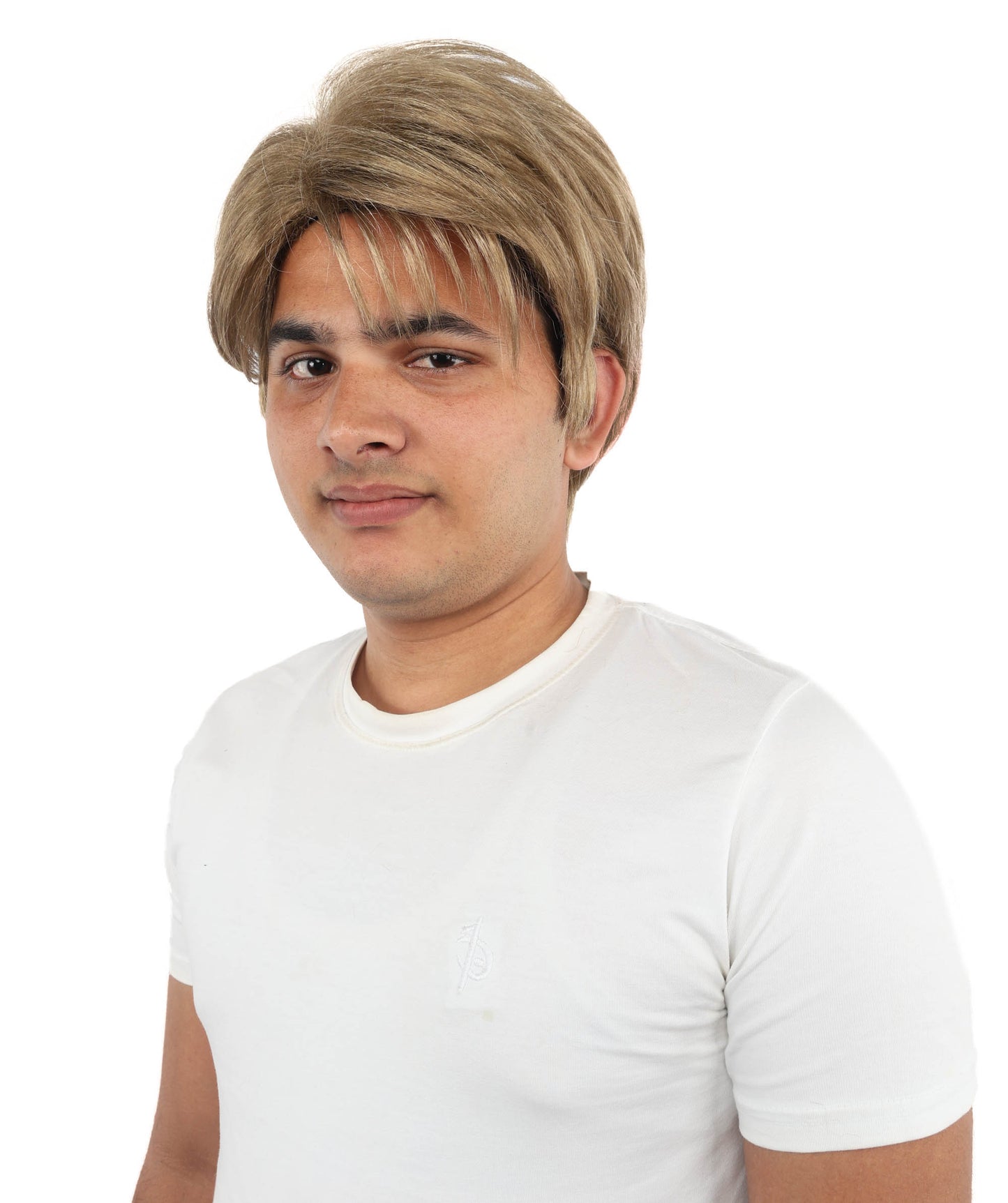HPO Men's Short Brown Pompadour Wig | Synthetic Hair with Natural Texture | Ideal for Cosplay, Halloween & Roleplay
