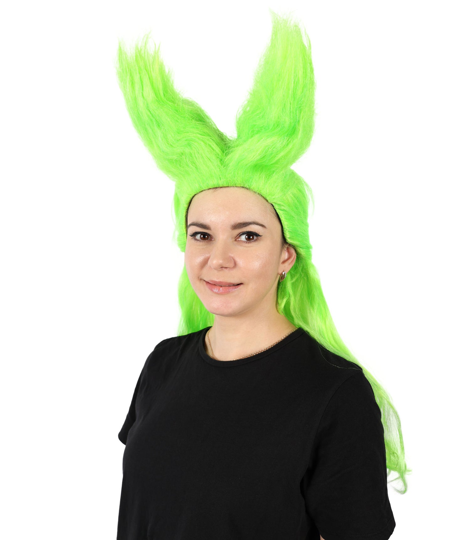 HPO Women's Green Drag Queen Wig I Halloween Wig I Flame-retardant Synthetic Fiber