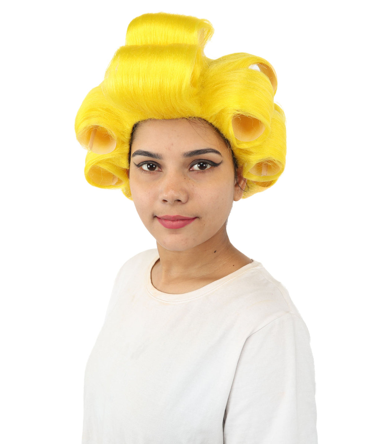 HPO Adult Women's Retro Roller Set Pink Wig | Multiple Color Options, create of synthetic fiber, large cylindrical curler texture, capless cap | Party, Halloween, theater, drag, performance, costume events