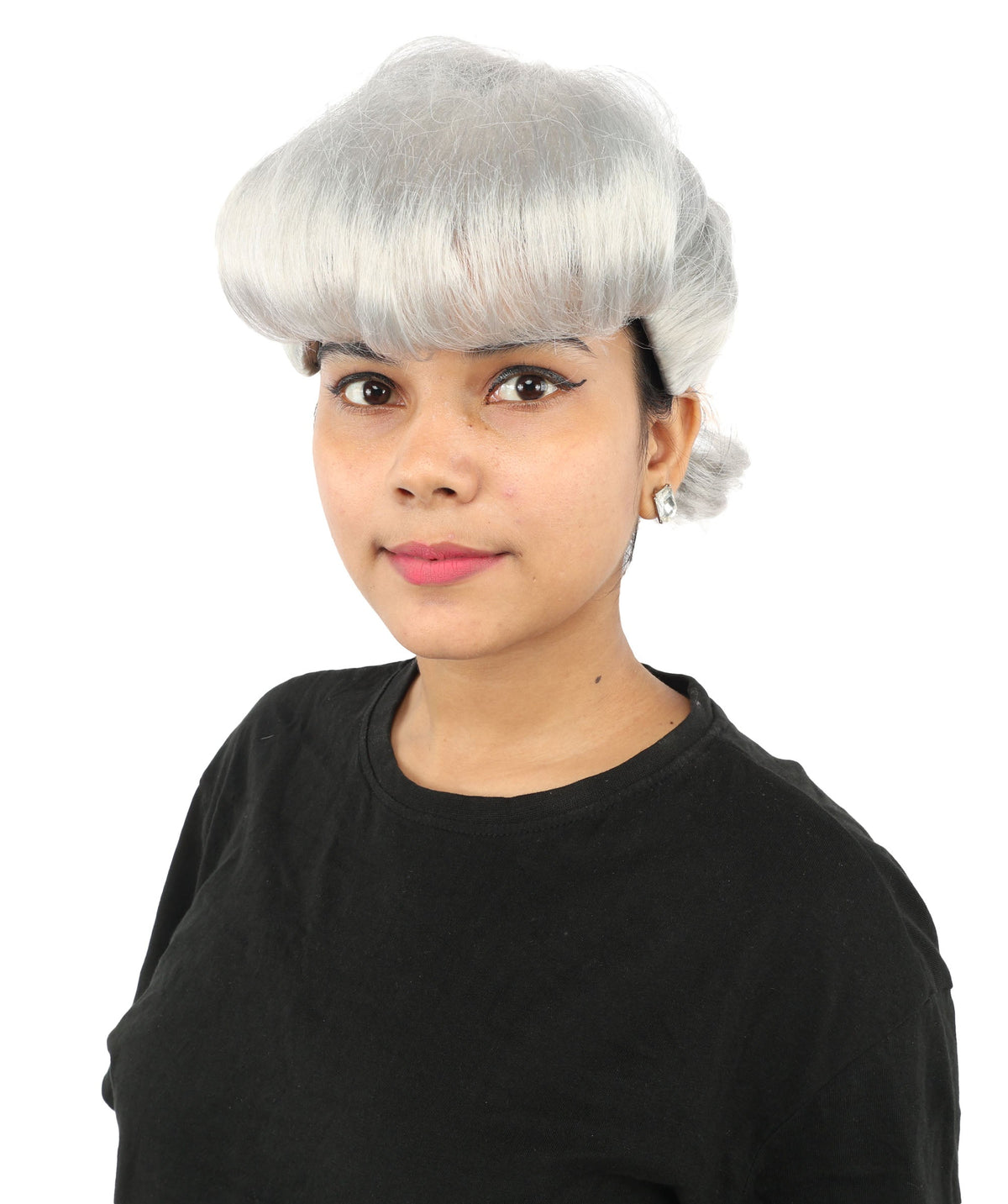 HPO Adult Women's Retro Pin-Up Wig | Multicolor Options, create of synthetic fiber, vintage curled bumper bangs with rolled back, breathable base | Party, Halloween, theater, drag, performance, costume events