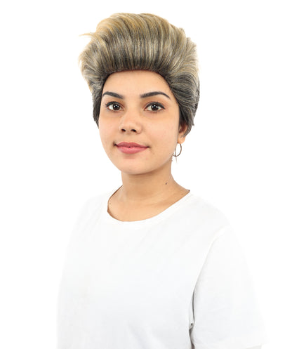 HPO Women's Short Blonde Pixie Cut Wig – Textured Layered Synthetic Hairstyle for Cosplay, Stage & Party Fashion