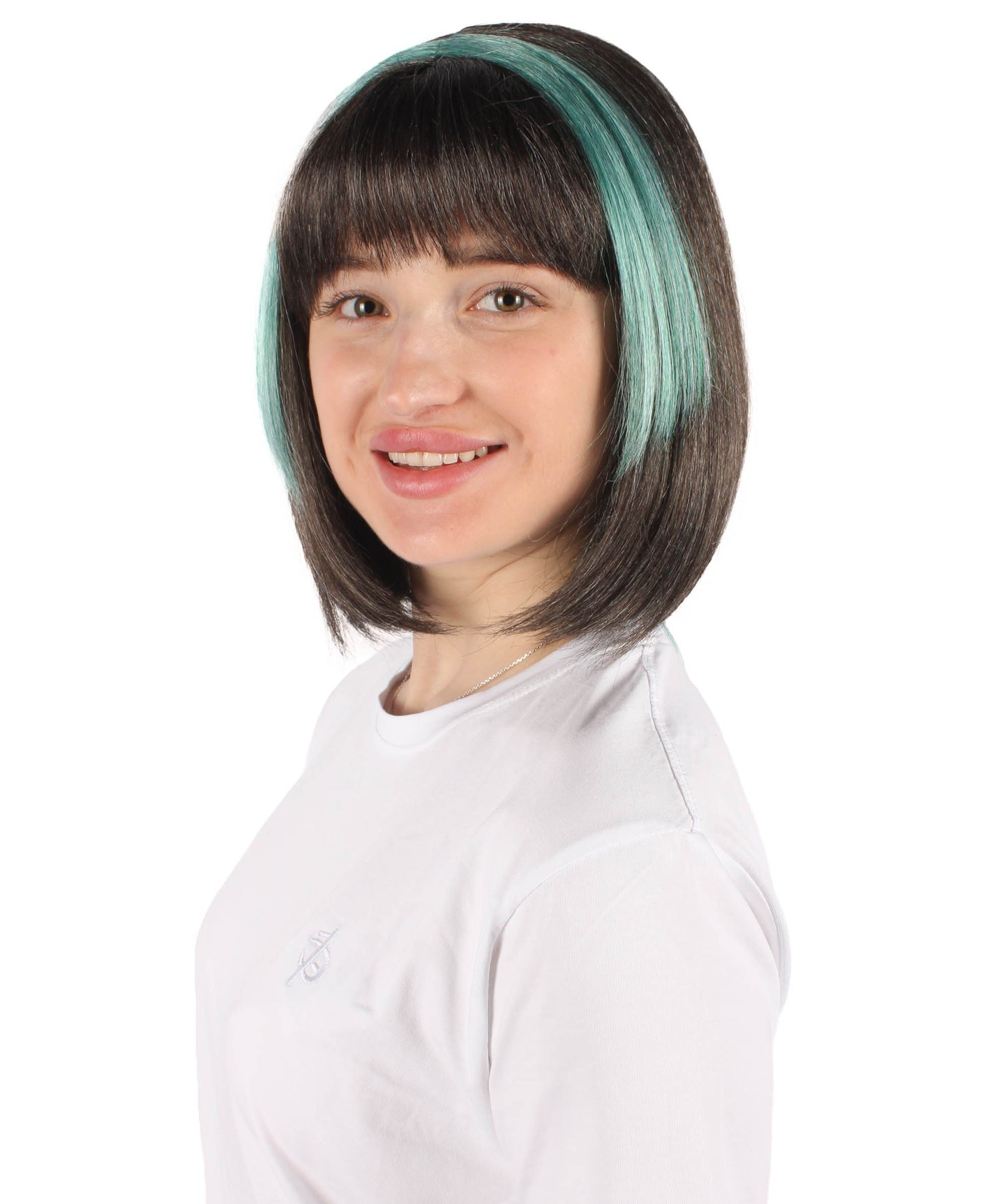 HPO Women's Anime Grey Mixed Blue Short Halloween Wig | Perfect for Halloween| Flame-retardant Synthetic Fiber