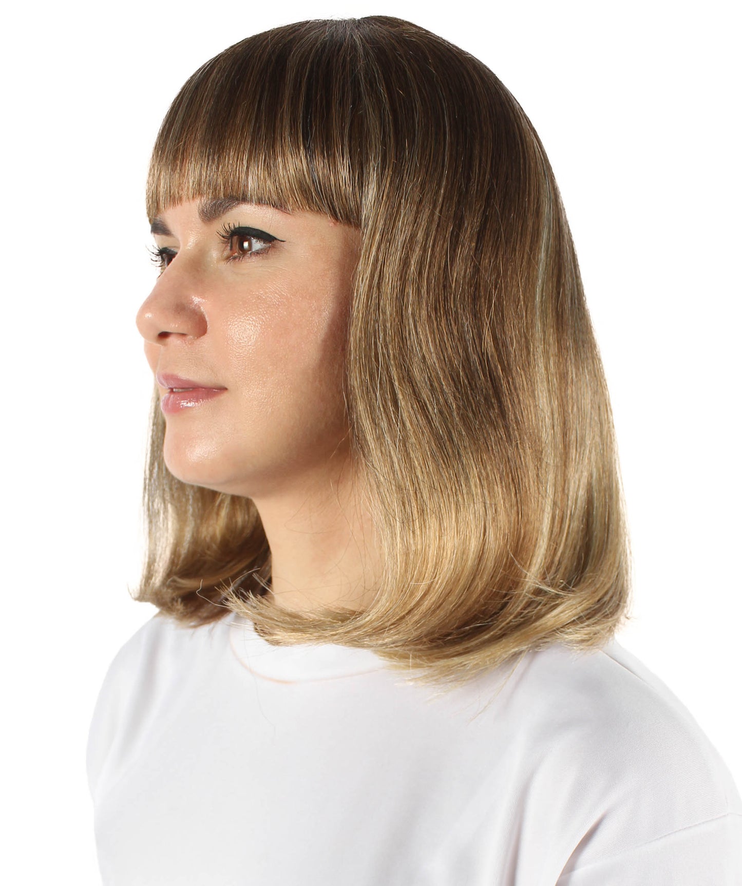 HPO Women's Shoulder Length Bob Wig Collection | Straight Halloween Wig Multiple Color Option | Premium Breathable Capless Cap