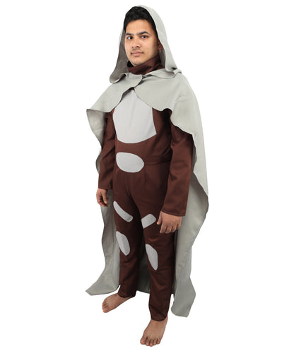 HPO Men's Fictional Character Long Grey & Brown Costume, Perfect for Halloween, Flame-retardant Synthetic Fabric