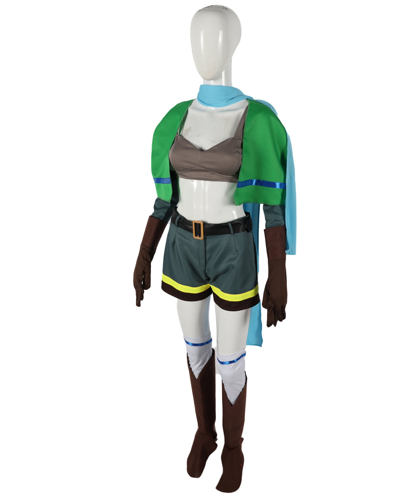 HPO Women's Fantasy Adventurer Multicolor Outfit | Cosplay Set Includes Koti, Pants, Belt, Gloves | Crafted from Flame-retardant Synthetic Fabric | Adjustable Straps for Secure Fit