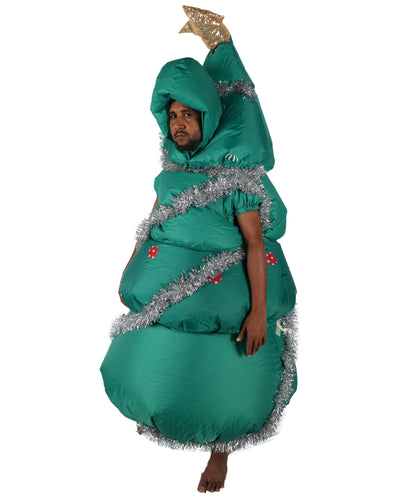 HPO Adult Unisex Christmas Tree Costume | Green Tunic with Ornaments, Star & Garland | Fun Holiday Party Outfit for Xmas Events, Parades