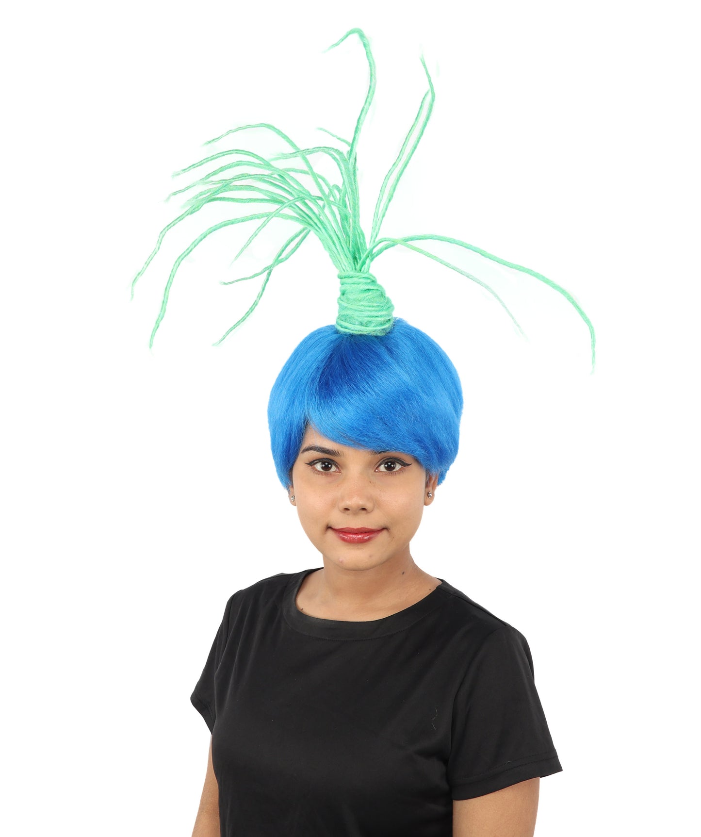 HPO Women's Multicolor Fiber Optic Style Wig | Upward Standing Stringy Ponytail, Techno Troll Cosplay & Rave Accessory | Halloween, EDM Festival, DJ Costume & Glow Party