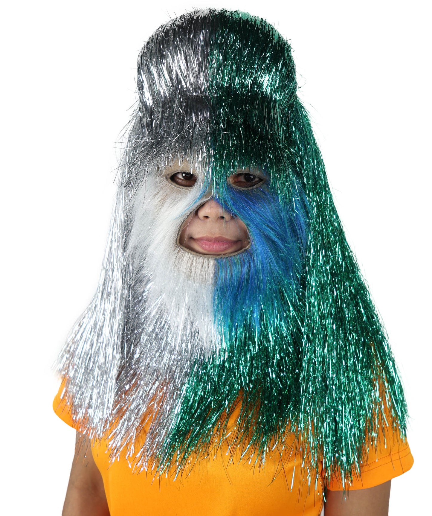 HPO Teen Extreme Hairy Two Part Costume Bundle & Mask Set - Full-Body Hair Suit Extra-Long Costume Wig for Halloween, Cosplay & Parties - Multiple Color Options