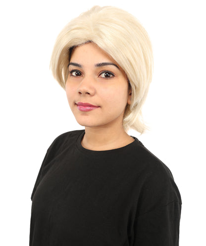 HPO Women's Medium Blonde Layered Wig | Synthetic Hair with Natural Flow | Ideal for Cosplay, Halloween & Roleplay