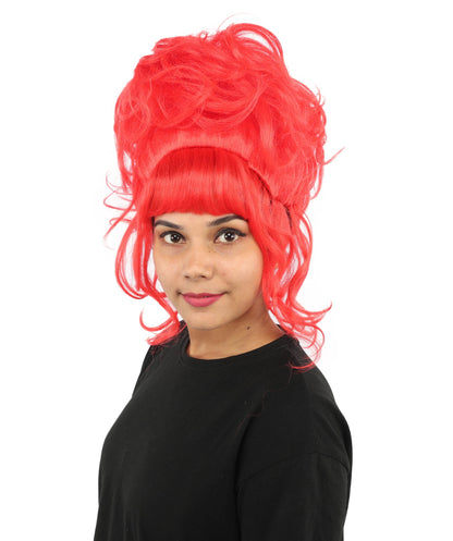 HPO Adult Women's Elegant Updo Tendril Wig | Multiple Color Options | Pastel peach hue, create of synthetic fiber, high teased volume with face-framing strands, breathable capless cap | Party, Halloween, theater, drag, performance, costume events
