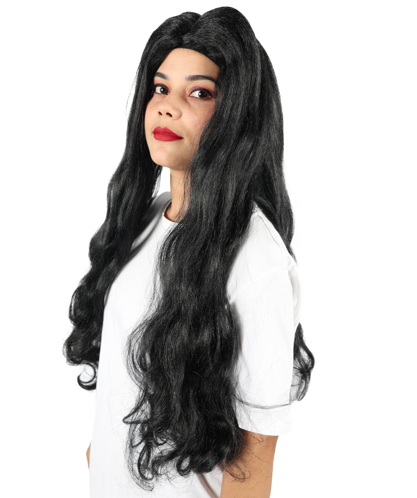 Celine Fantasy Warrior Wig | Extra Long Layered Black Hairpiece with Side Bangs | Cosplay, Halloween, Party & Stage-Ready Costume Wig
