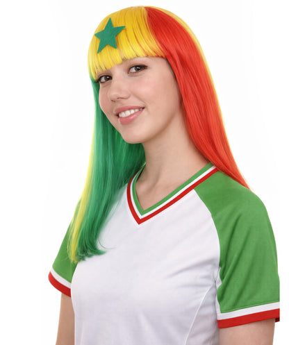 Senegal Flag Sport Party Long Bob Wig | Premium Breathable Capless Cap